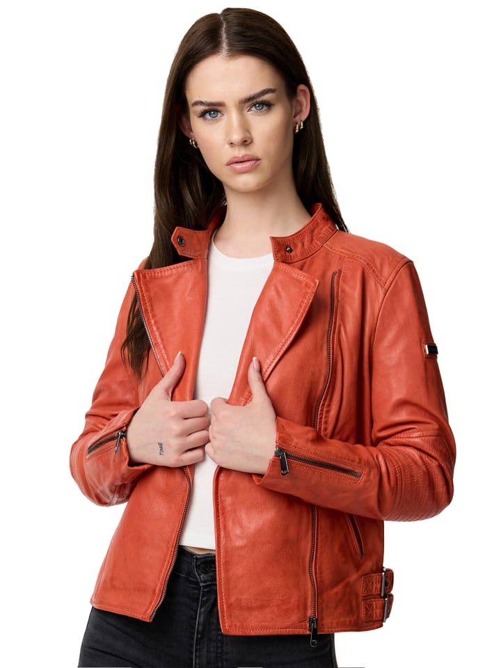 Lederjacke "F523" - in Orange