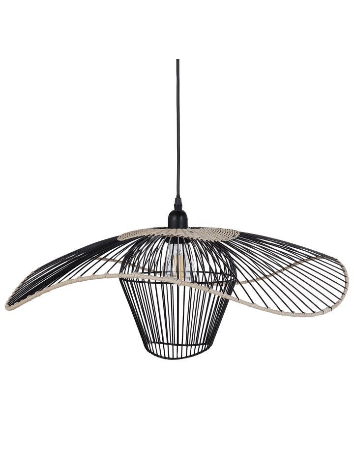Pendelleuchten LUNGA in Schwarz/Beige - (W) 60 x (H) 110 x (L) 60 cm