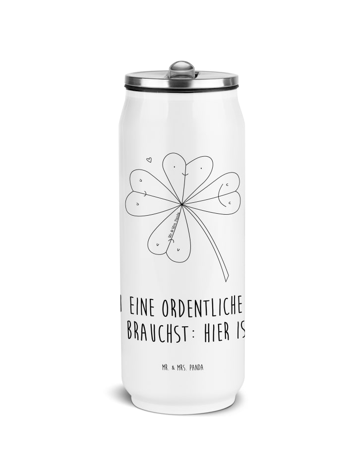 Thermobecher Blume Kleeblatt mit Spruch in Weiß