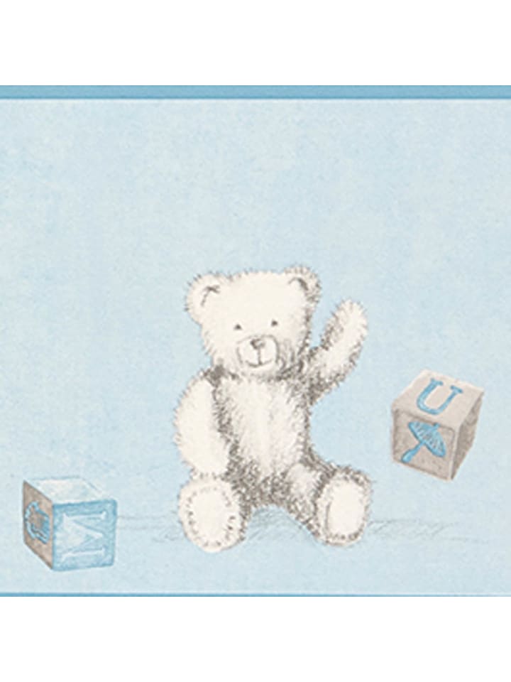 Douce Nuit Bordüre Teddybär grau blau