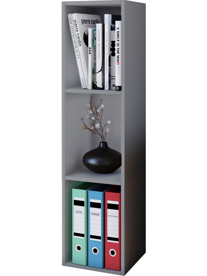 Holz Stand Regal Aufbewahrung Deko Bücher Mendas 3 in Grau
