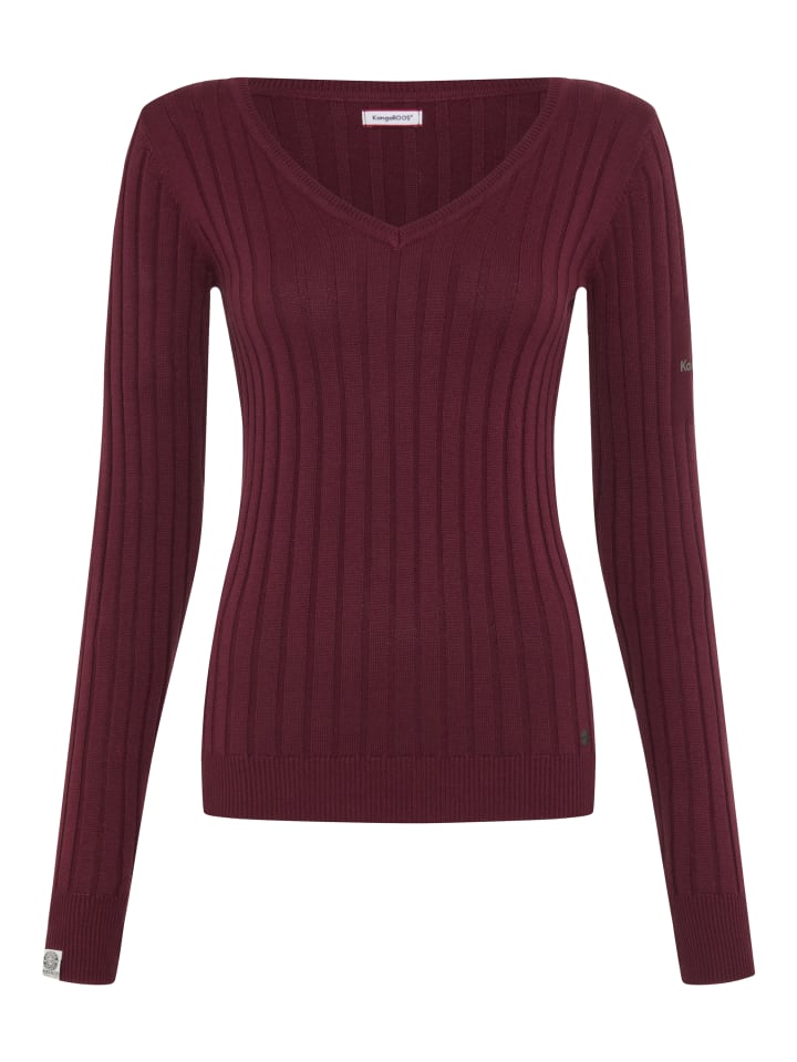 V-Ausschnitt-Pullover in bordeaux