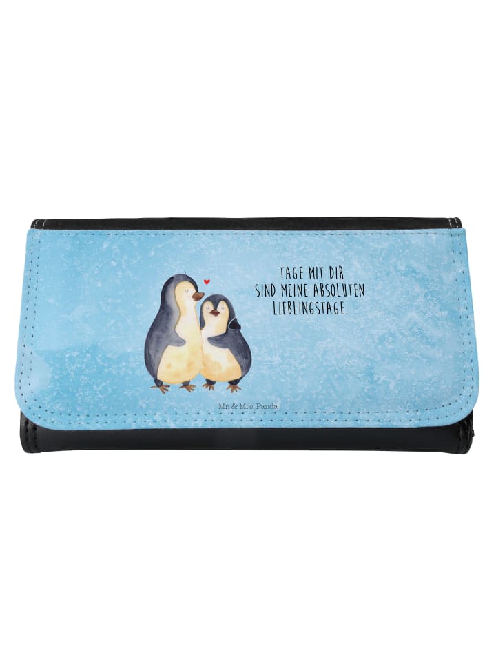 Portemonnaie Damen Pinguin umarmen mit Spruch in Eisblau