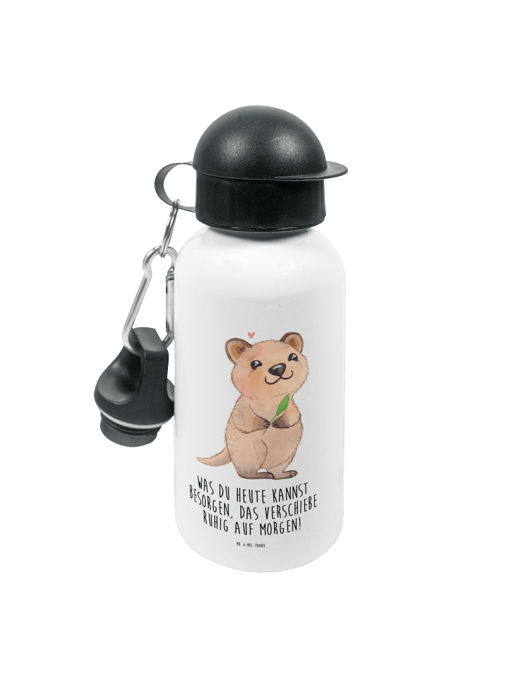 Trinkflasche Quokka Happy mit Spruch in Weiß