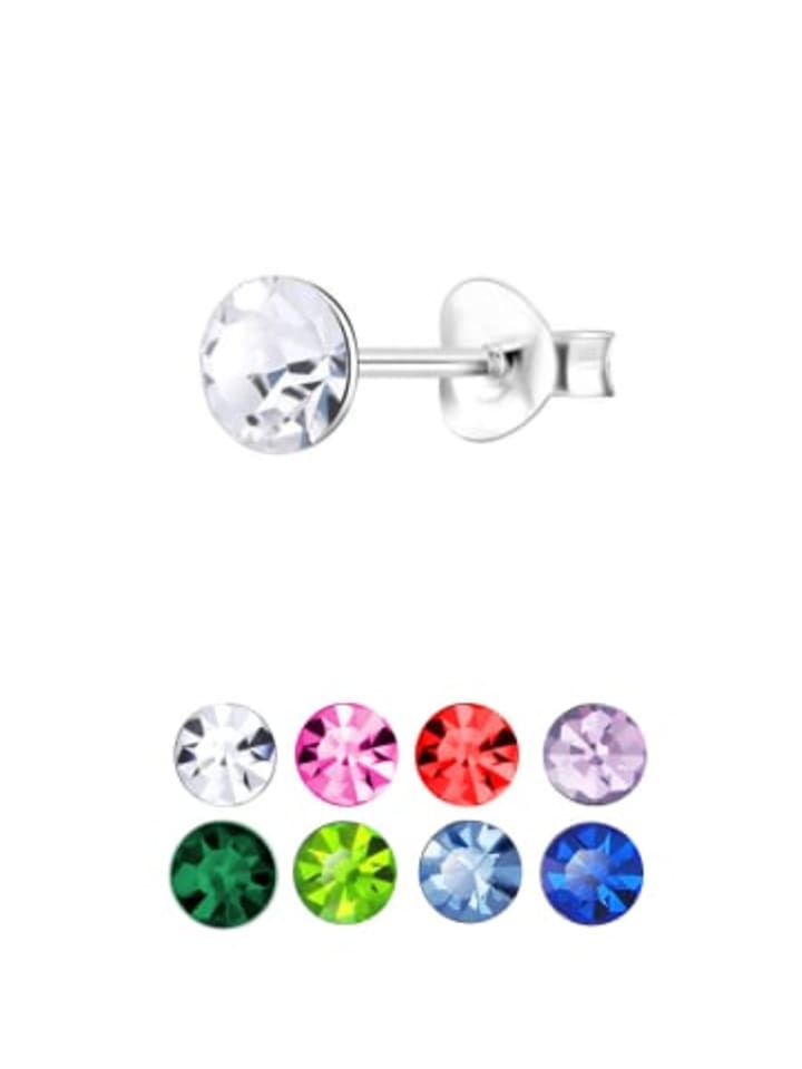 Ohrringe, Ohrstecker-Set KRISTALL in 925 Sterling Silber, 8-tlg.