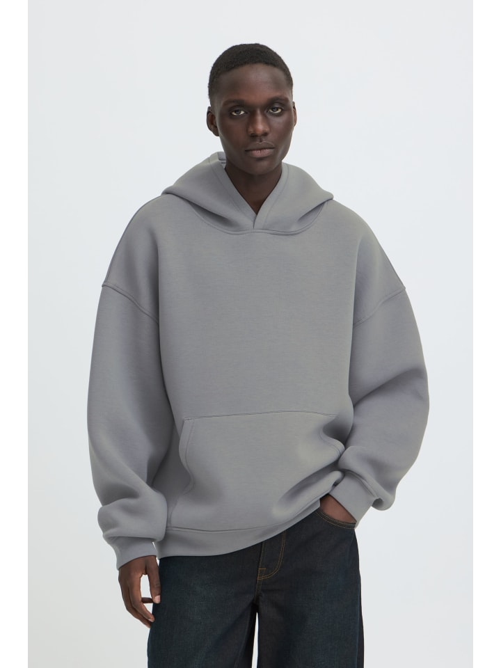 Kapuzenpullover Kängurutasche Langarm Casual in Grau