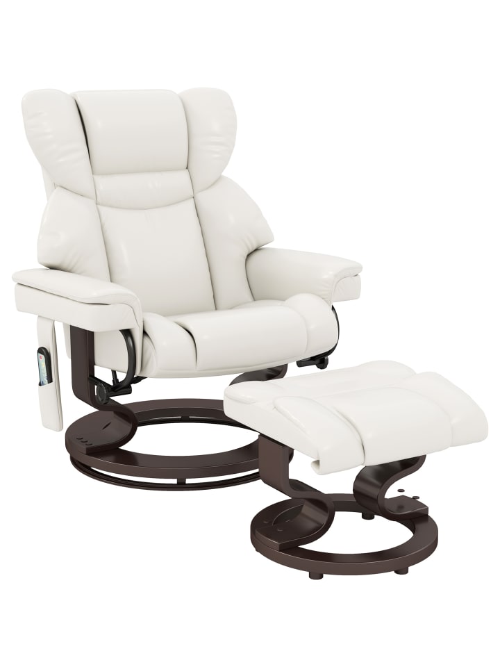 Relaxsessel mit Fußhocker in Cremeweiß 79L x 82B x 101H cm