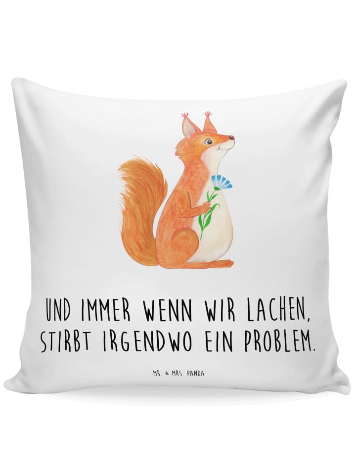 Kuschelkissen Eichhörnchen Blume mit Spruch in Weiß