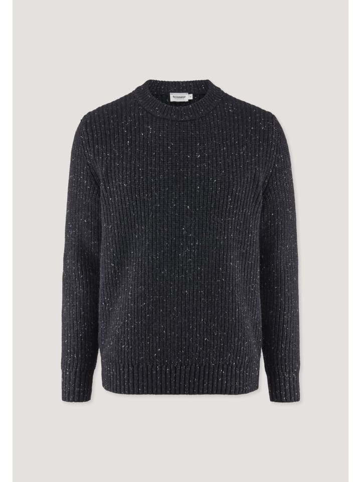 Hessnatur Pullover Regular aus Bio-Baumwolle mit recycelter Wolle in anthrazit