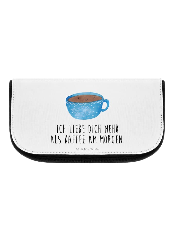 Kosmetiktäschchen Kaffee Tasse mit Spruch in Weiß