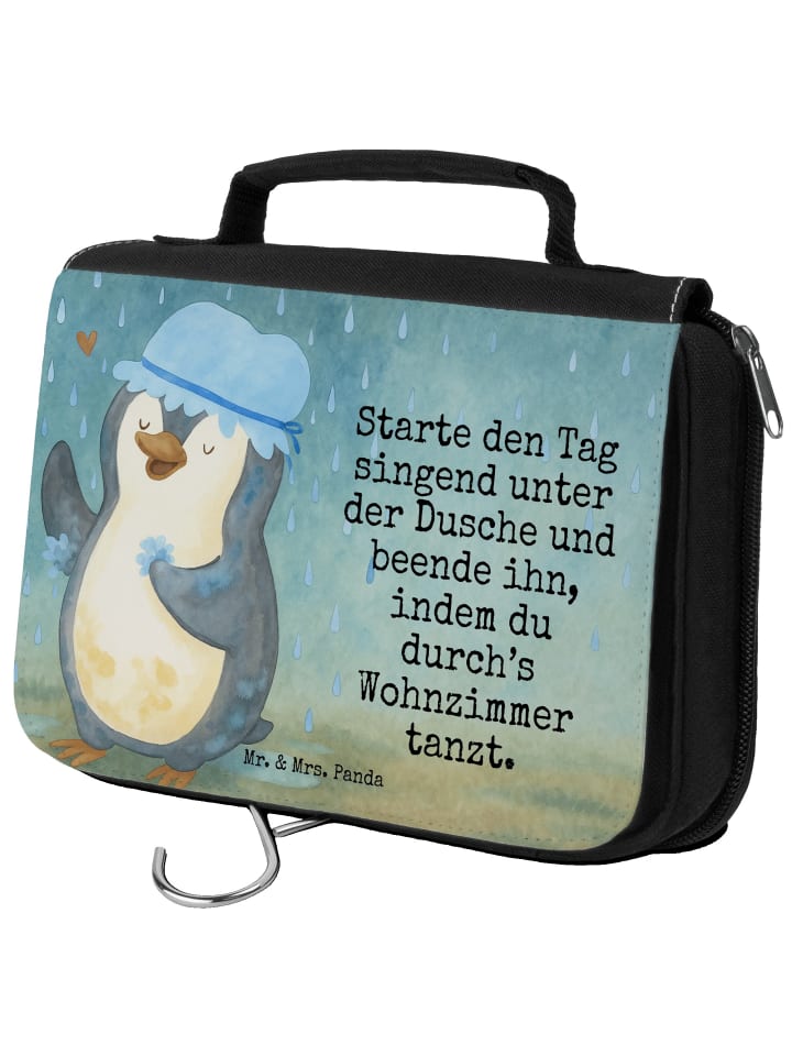 Kosmetiktäschchen Pinguin Duschen Design mit Sp... in Weiß