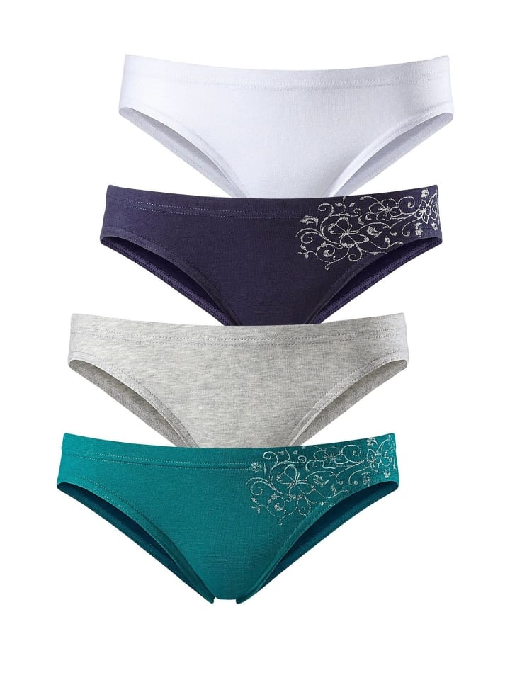 Bikinislip in petrol, grau-meliert, marine, weiß