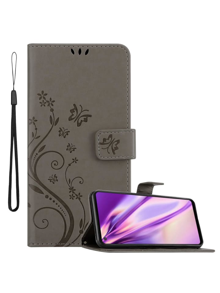 Hülle für Samsung Galaxy A21s Blumen Design in FLORAL GRAU