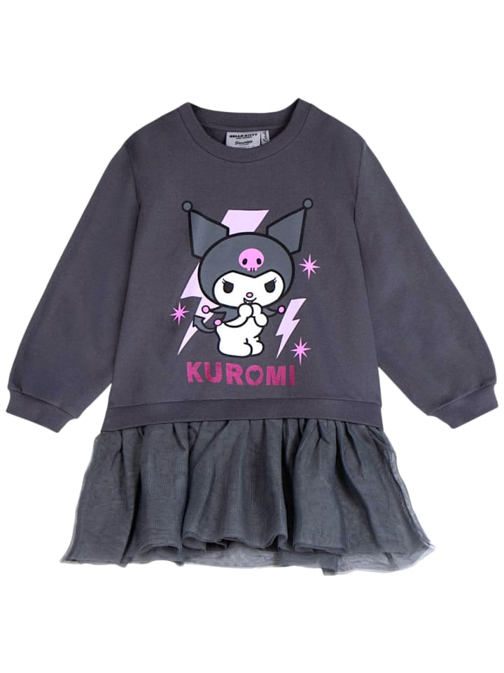 Langarmkleid Hello Kitty Kuromi mit Tüllrock in Dunkelgrau