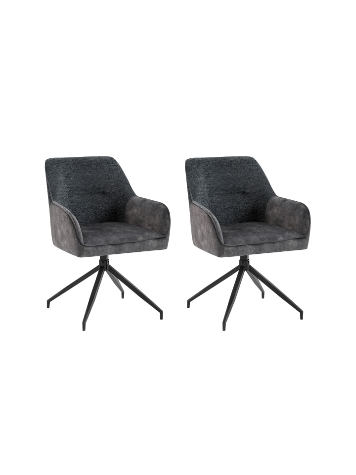 2er-Set: Esszimmerstuhl JACKY in Anthrazit/Schwarz - (B) 62 x (H) 87 x (T) 56 cm