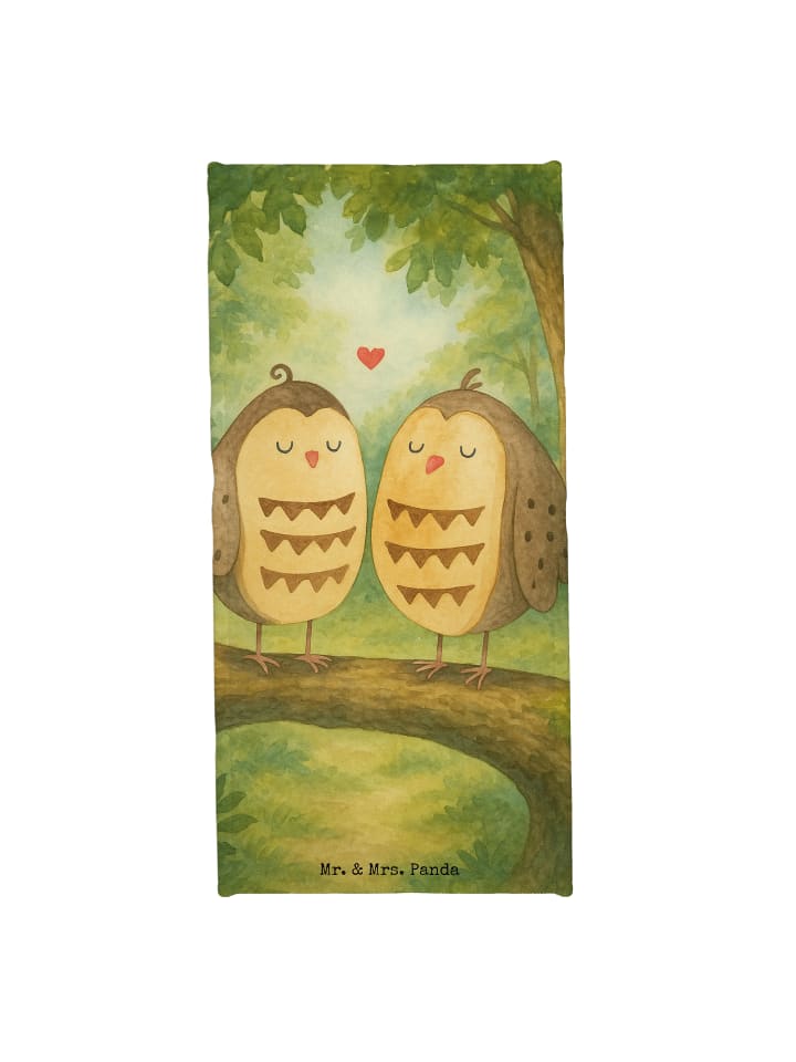 Strandtuch Eulen Liebe Design ohne Spruch in Türkis Pastell