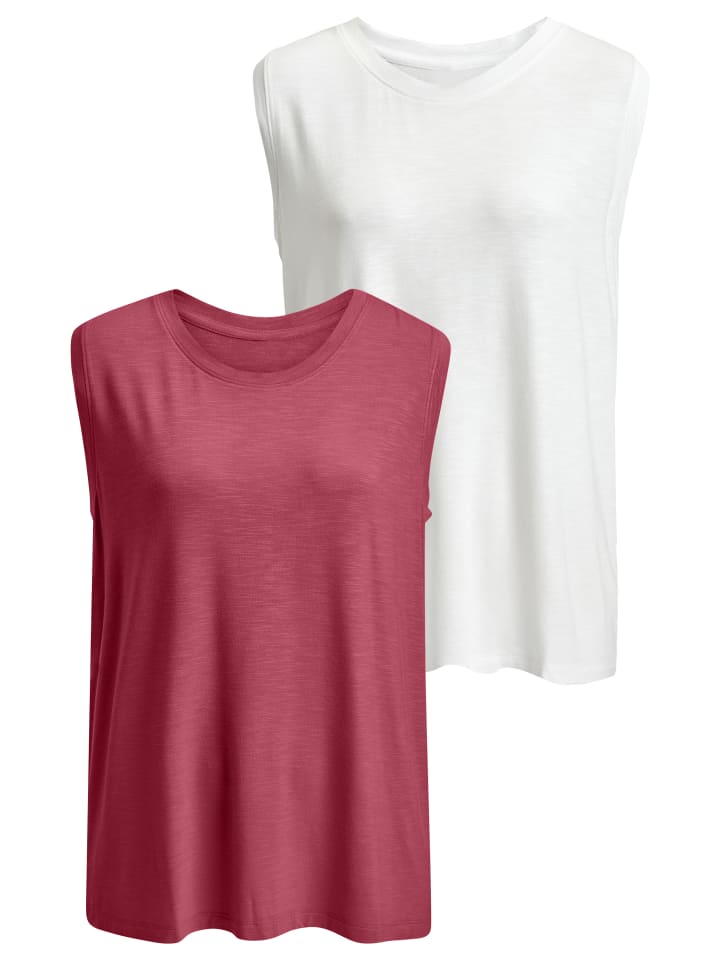 Shirttop in koralle + weiß