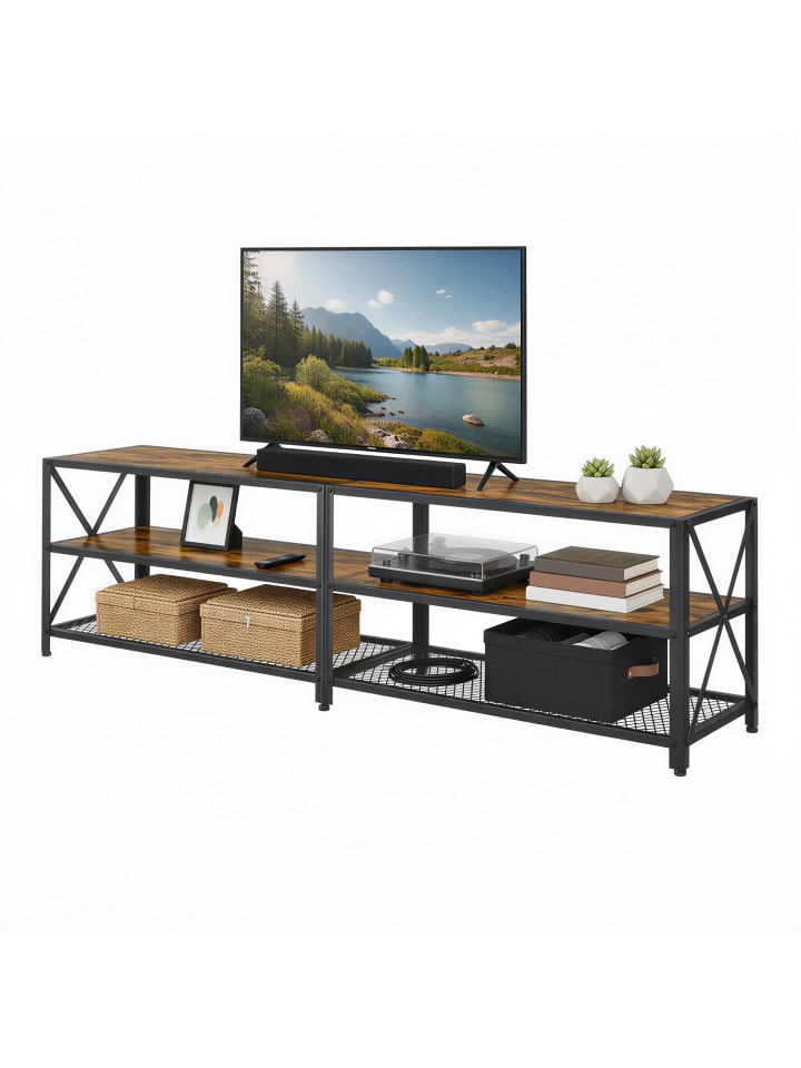 TV-Schrank Daxton in Vintagebraun-Schwarz - (B)178 x (H)52 x (T)39 cm