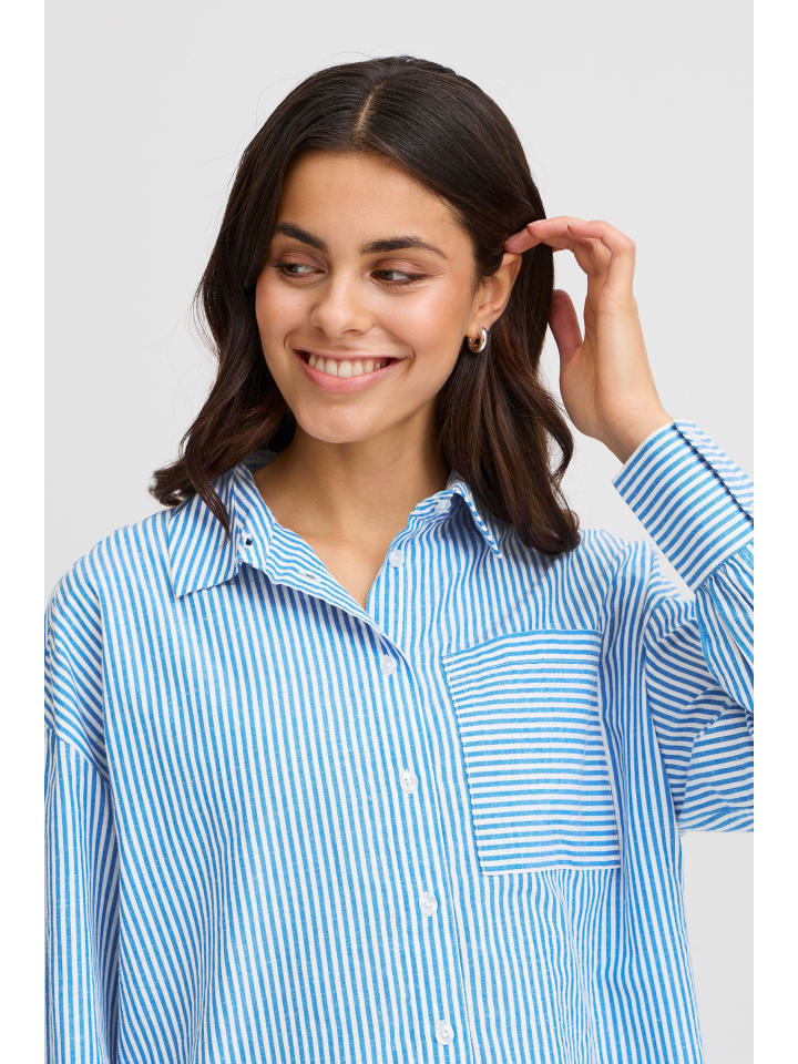 Langarm - Hemd FRPOPPA Relaxed fit in Azure Blue Mix