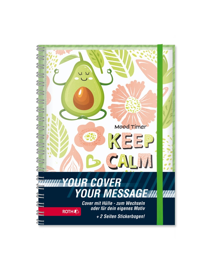 Mood Timer "Avocado" mit Wechselcover und Stickerbogen in Bunt