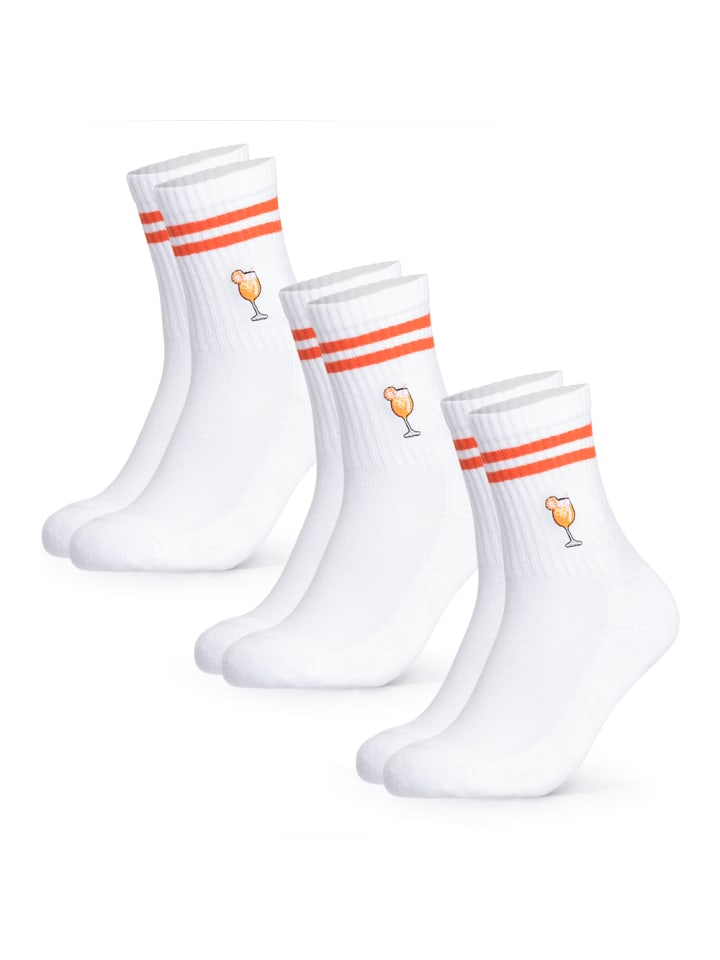 3er Pack Motiv Tennissocken mit Streifen Summer in Sprizz