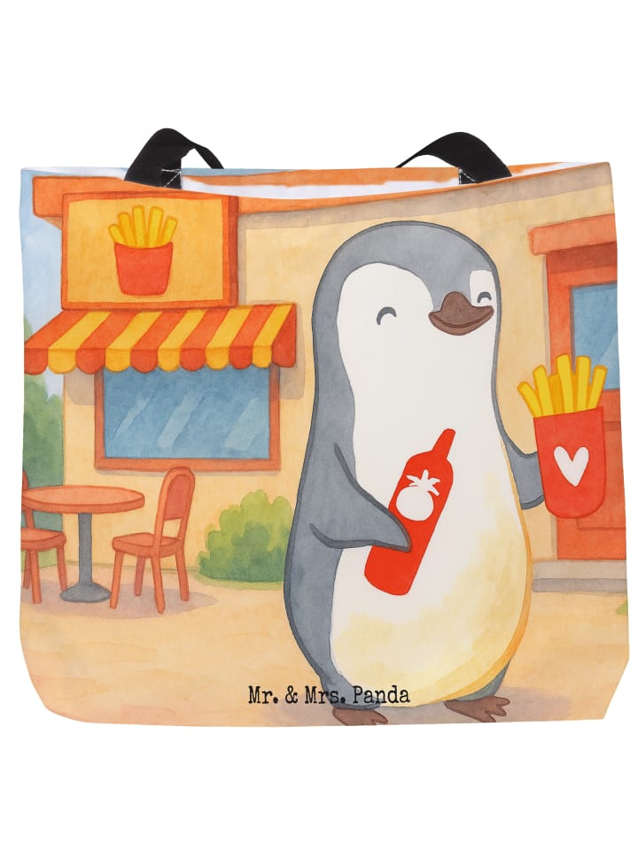 Tasche Pinguin Pommes Design ohne Spruch in Weiß