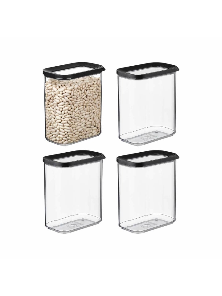 4er Set Vorratsdosen Modula in Schwarz 1500 ml