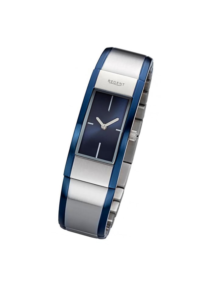 Armbanduhr Regent Metallarmband blau, silber mittel (ca.18x38mm)