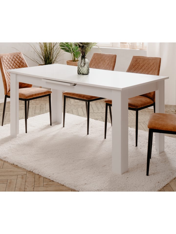 Esstisch weiß 160 - 200 cm, Küchentisch ausziehbar