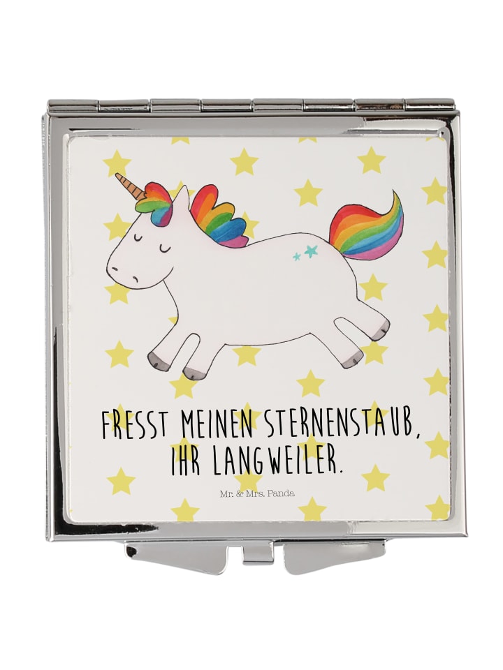 Schminkspiegel Einhorn Happy mit Spruch in Weiß