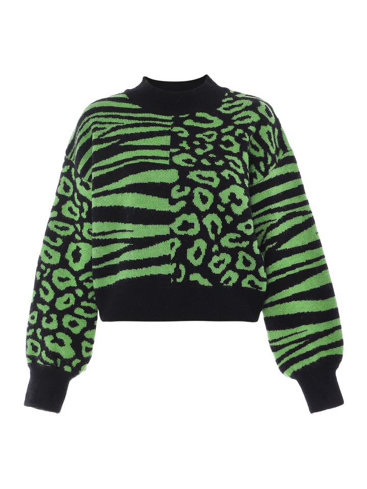 Damen Sweater in SCHWARZ LIMETTENGRÜN