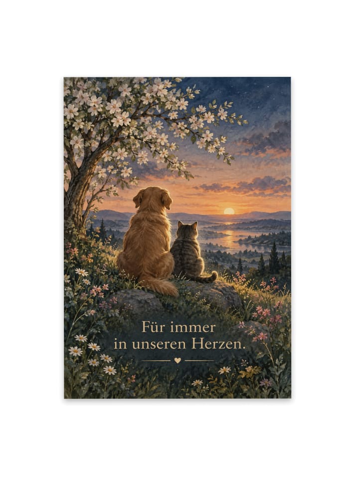 Trauerspruchkarte Haustier tröstlich Design mit... in Weiß