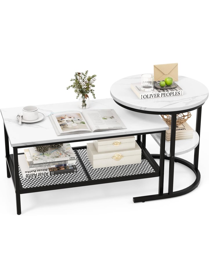 2 tlg. Set Couchtisch in Weiß