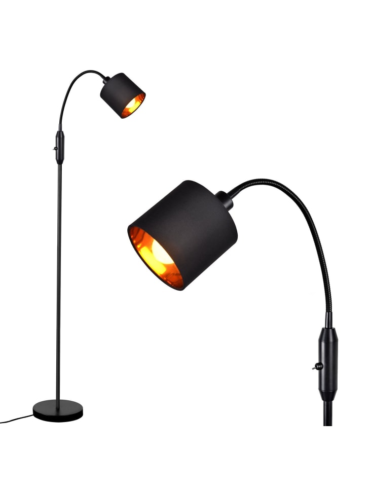Stehlampe in schwarz E14 H 163cm 360° Drehbar mit Stoff Lampenschirm