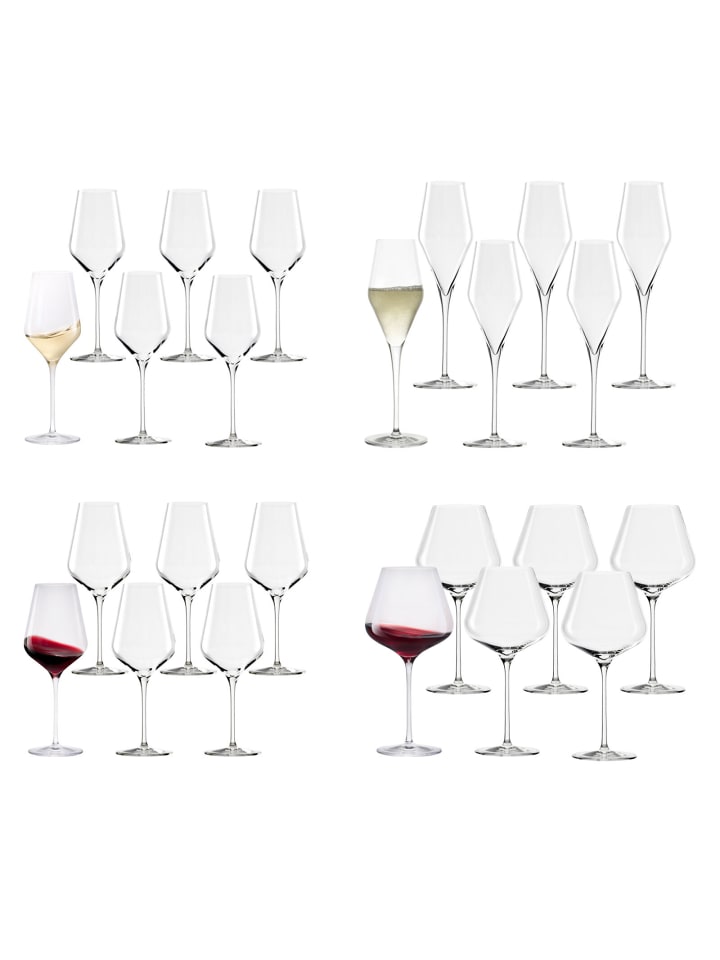 24er Set Wein- und Sektgläser Quatrophil in Transparent