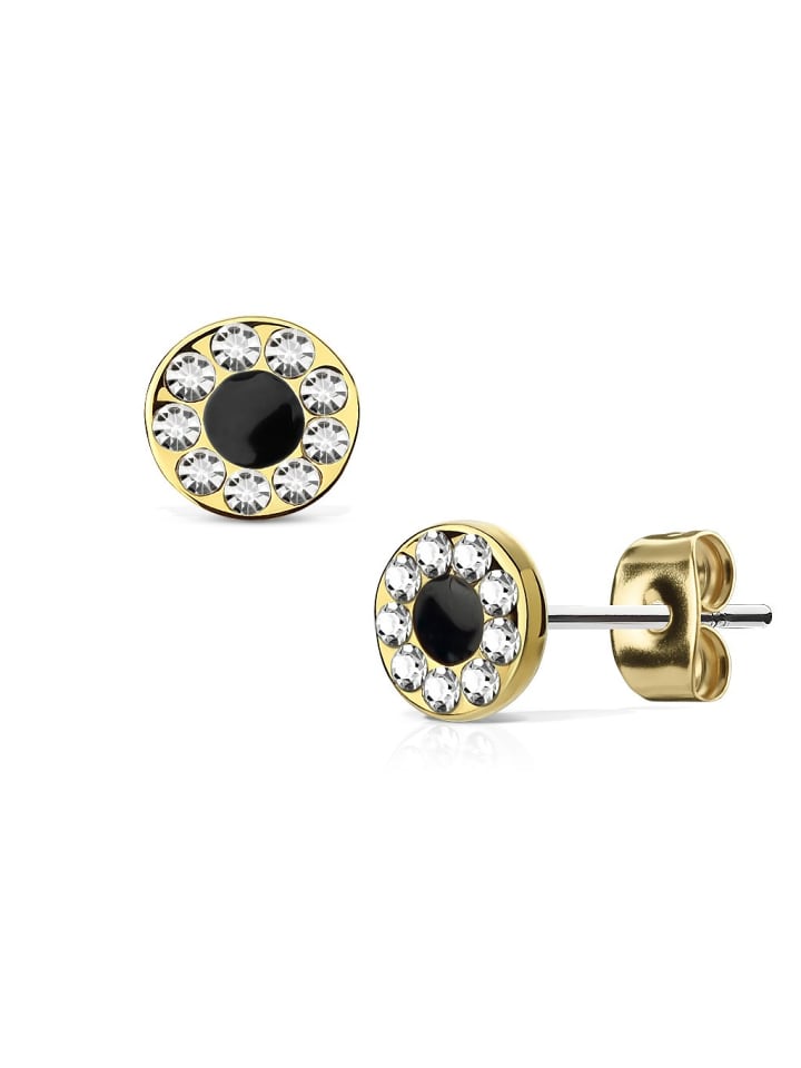 Ohrstecker in Gold/Schwarz