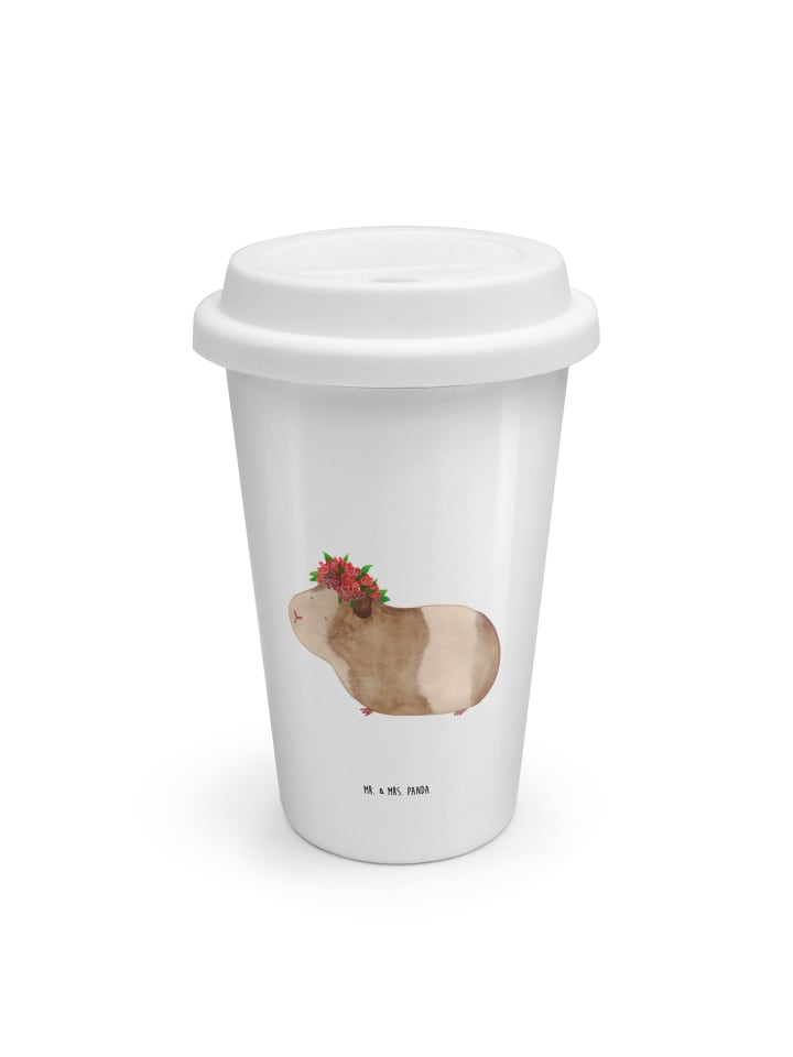 Kaffeebecher Meerschweinchen Weisheit ohne Spruch in Weiß