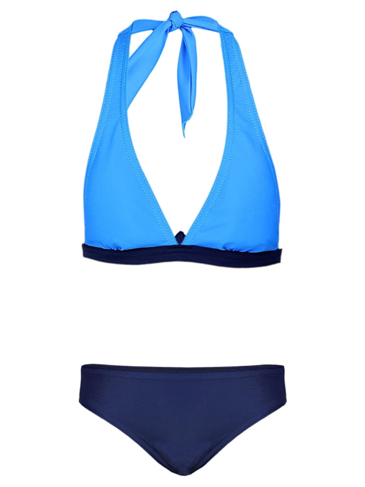 Mädchen Bikini Set Zweiteilig Bikinislip Bustier in blau