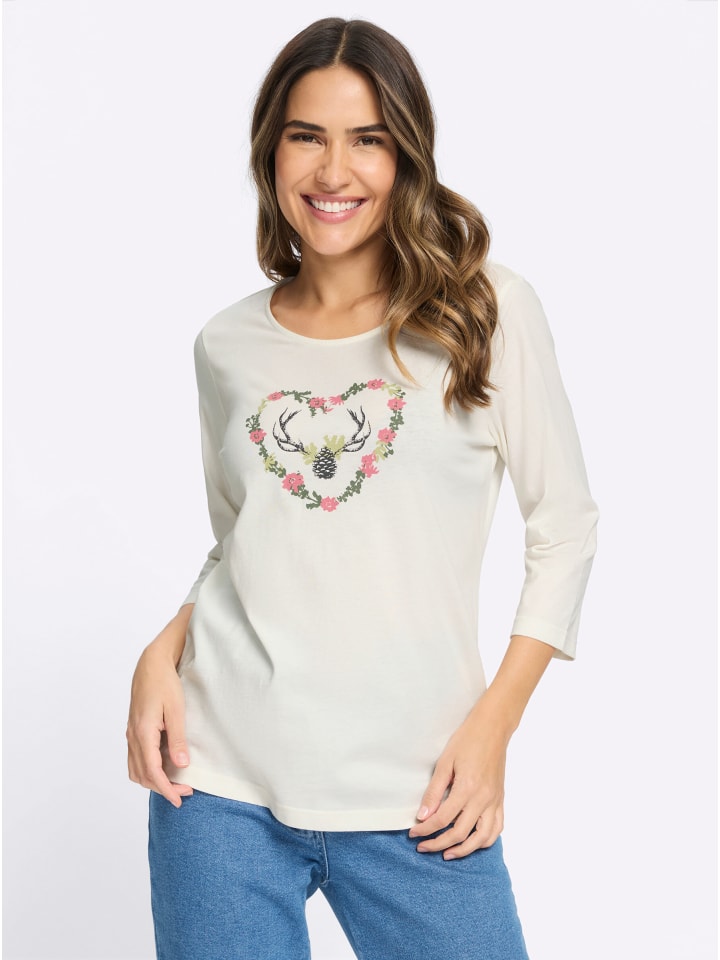 3/4-Arm-Shirt in ecru-flamingo