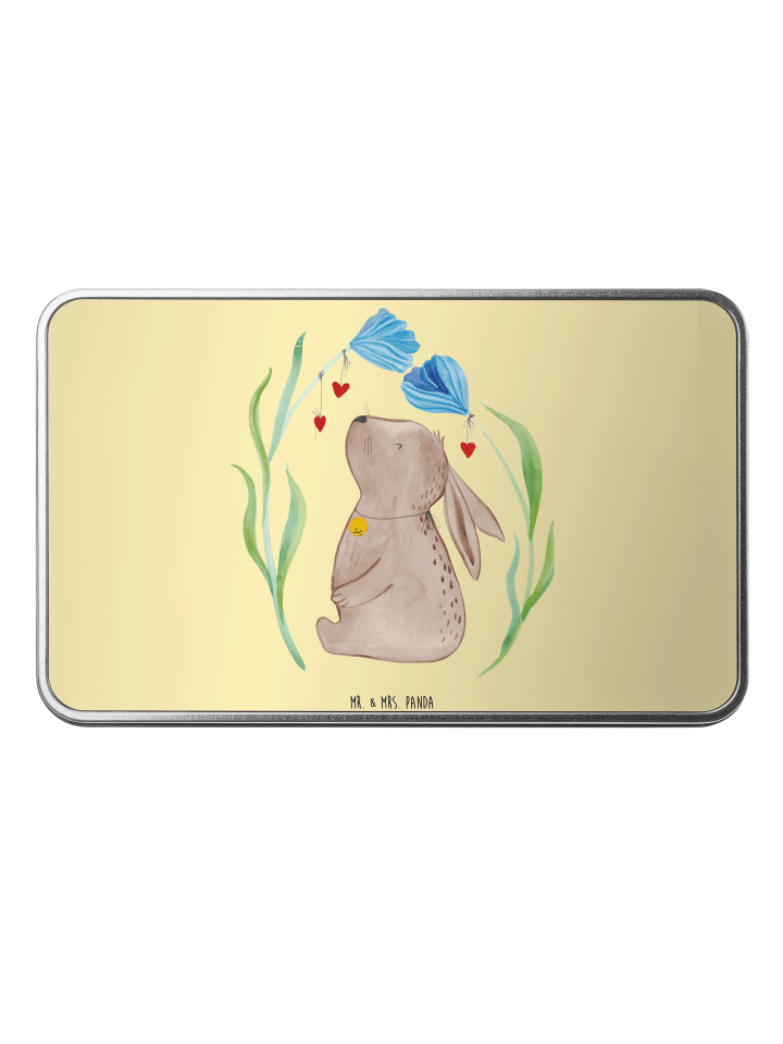 Teedose Hase Blume ohne Spruch in Gelb Pastell