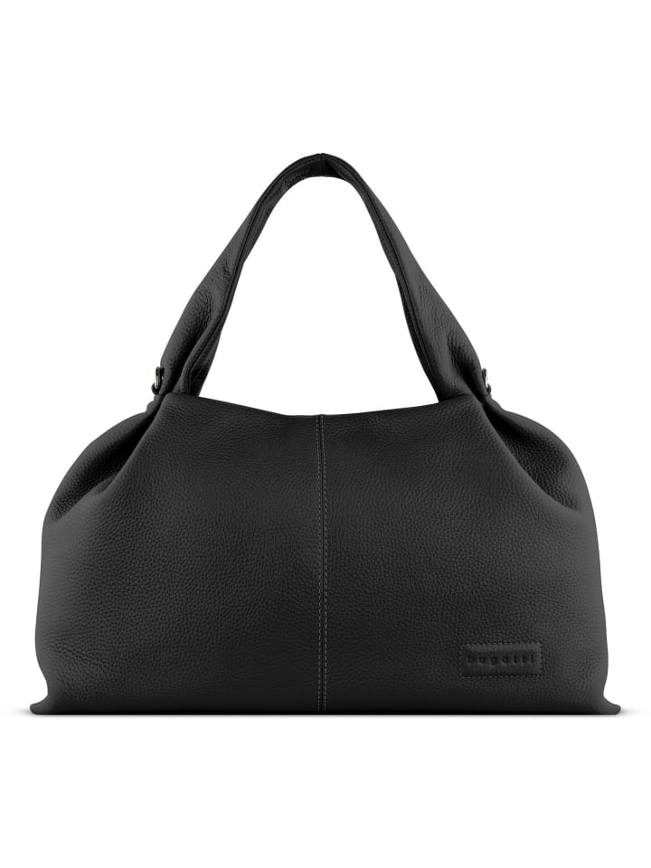 Elsa Schultertasche Leder 38 cm schwarz
