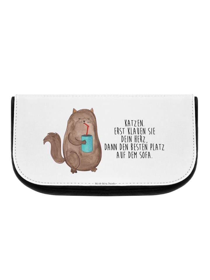Kosmetiktäschchen Katze Dose mit Spruch in Weiß
