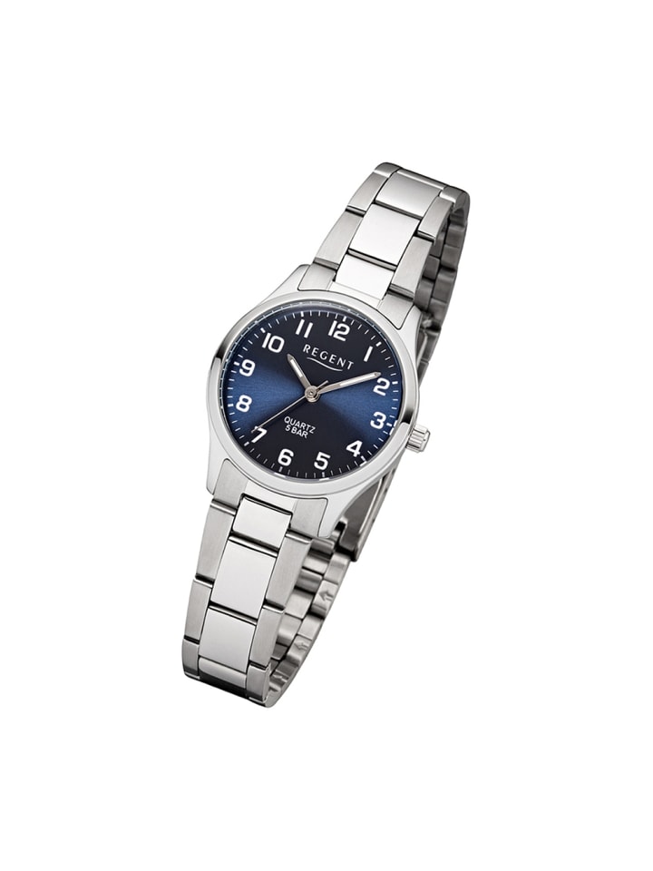 Analog-Armbanduhr Regent Metallarmband silber klein (ca. 29mm)