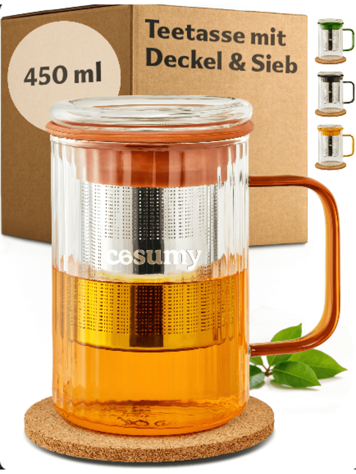 Teetasse mit Deckel und Sieb