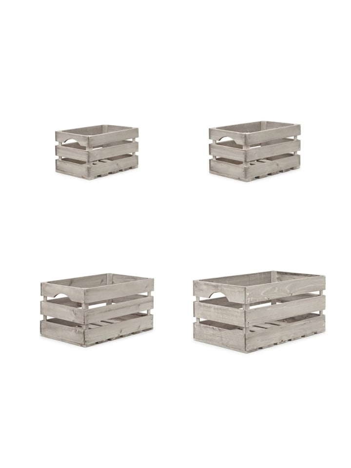 4er Set Shabby-Kiste in Grau