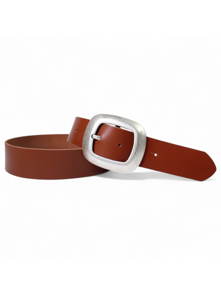 Damengürtel 4 cm, Ledergürtel in Cognac
