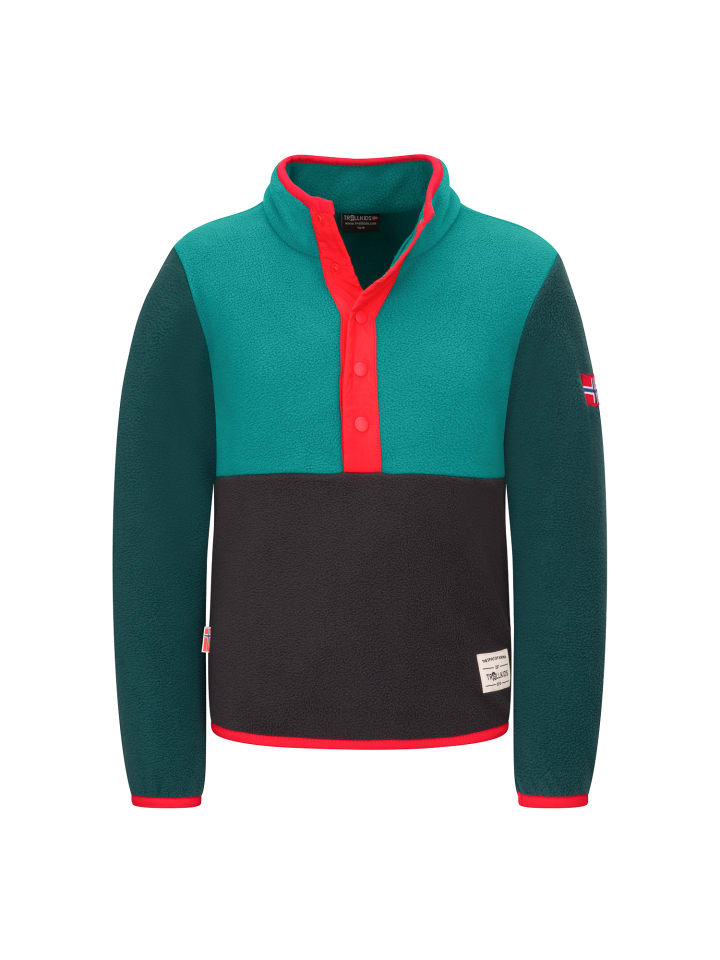 Fleece Pullover Flekkefjord in dark cyan