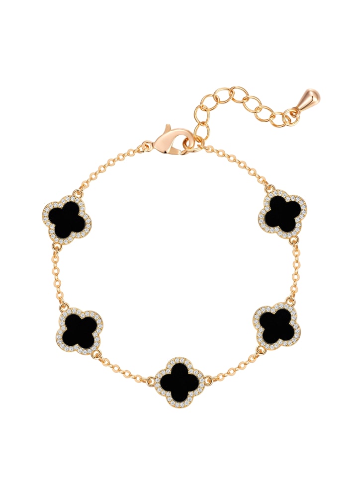 Armband Kleeblatt aus Messing mit Zirkonia in gelbgold