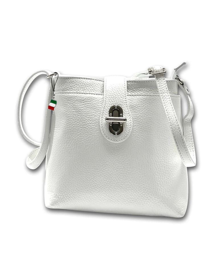 Leder Umhängetasche Florence Tasche weiß ca. 22cm