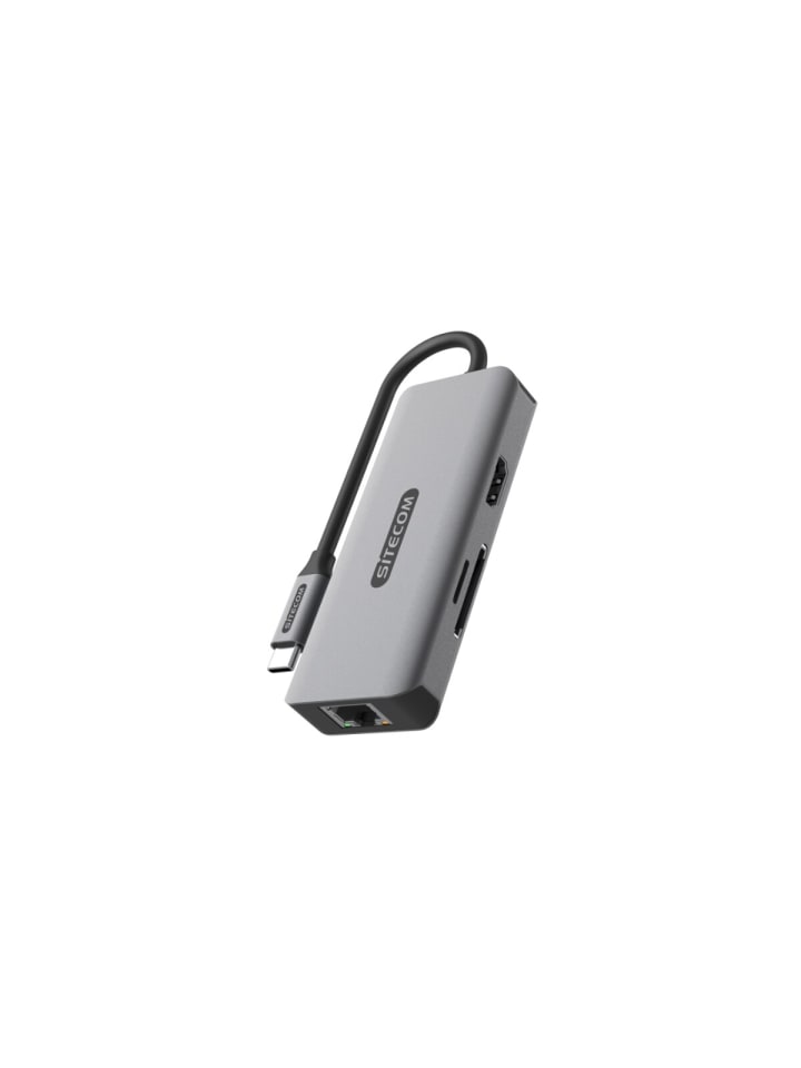 Sitecom 6-in-1-USB-C-LAN-Multiport-Adapter in Grau